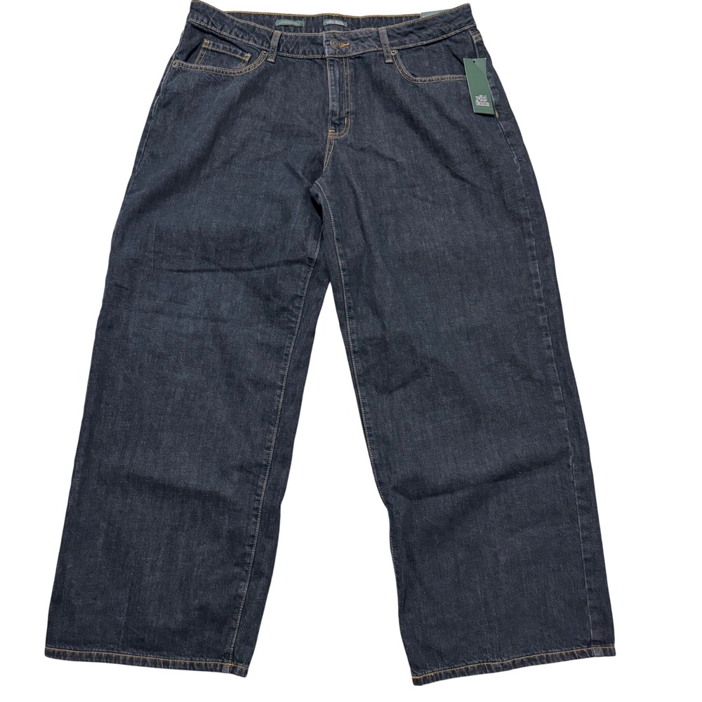 Wild Fable Womens Low-Rise Baggy Jeans Dark Wash Rigid Denim Size 16 31 Inseam